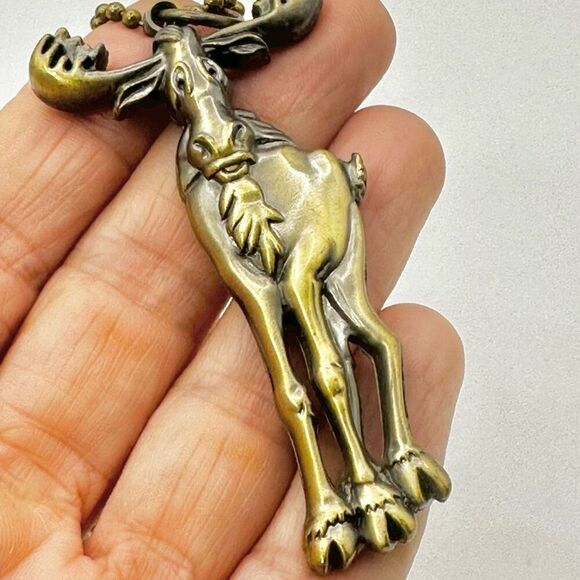 Moose long bronze tone pendant necklace - Picture 6 of 11
